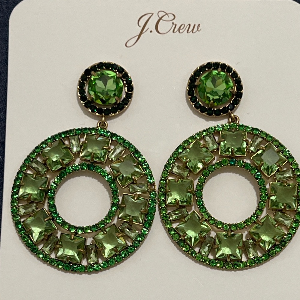 J.Crew Green Crystal Earrings